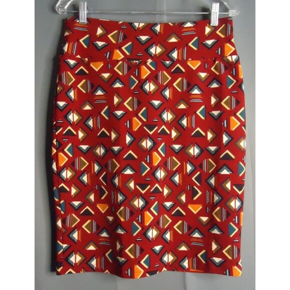 LuLaRoe Cassie Pencil Skirt Stretch Colorful Multicolored Triangle Print Med - Picture 2 of 6